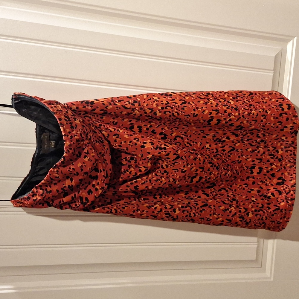 The Limited Rust Orange Red Strapless Cheetah Print Dress